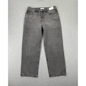 Abercrombie & Fitch High Rise Loose Jeans Womens 33 / 16 Dark Gray Baggy Denim